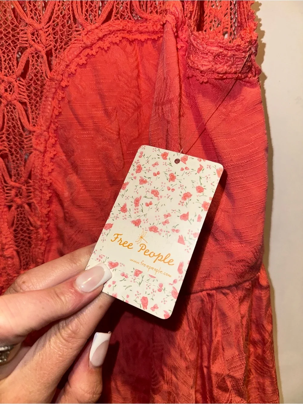 NWT Free People Fiesta Coral Lace Dress